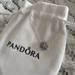 Pandora Silver Necklace with Intricate Snowflake